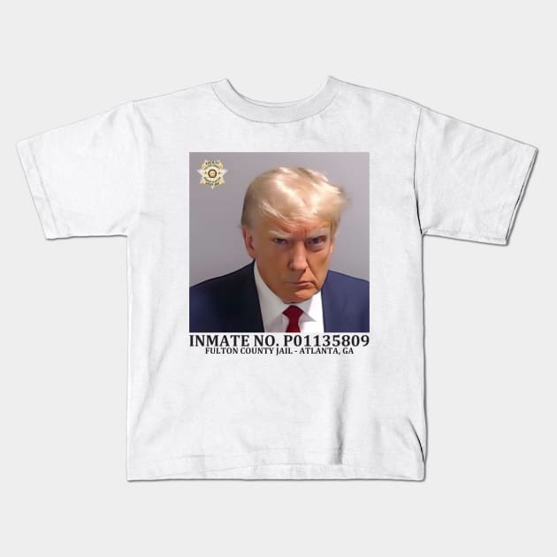 Inmate Trump Mugshot Fulton County Jail Kids T-Shirt by Danemilin